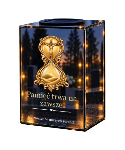 Znicz lustrzany solarny LED – Klepsydra pamięci z krzyżem