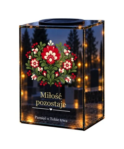 Znicz lustrzany solarny LED – Kwiaty ludowe - widok główny