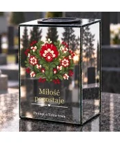 Znicz lustrzany solarny LED – Kwiaty ludowe - widok produktu