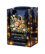 Znicz lustrzany solarny LED – Sarenka w kwiatach dla dziecka - widok główny