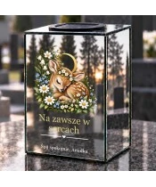 Znicz lustrzany solarny LED – Sarenka w kwiatach dla dziecka - widok produktu