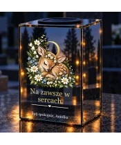 Znicz lustrzany solarny LED – Sarenka w kwiatach dla dziecka - widok produktu
