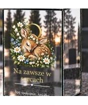 Znicz lustrzany solarny LED – Sarenka w kwiatach dla dziecka - widok produktu