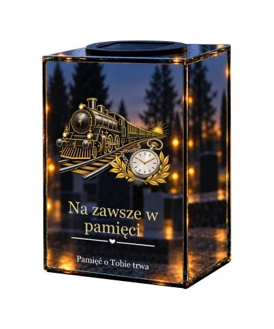 Znicz lustrzany solarny LED – Kolejarz — Twoja droga trwa - widok główny