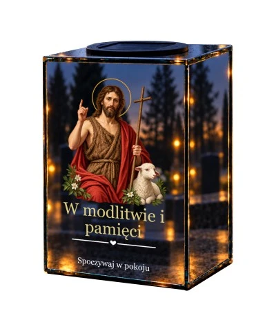 Znicz lustrzany solarny LED – Święty Jan Chrzciciel - widok główny