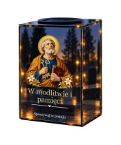 Znicz lustrzany solarny LED – Święty Piotr - widok główny