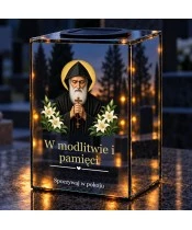 Znicz lustrzany solarny LED – Święty Charbel - widok produktu