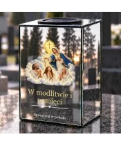 Znicz lustrzany solarny LED – Maryja z różańcem i dusze czyśćcowe - widok produktu