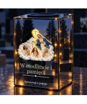 Znicz lustrzany solarny LED – Maryja z różańcem i dusze czyśćcowe - widok produktu