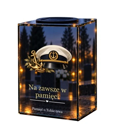 Znicz lustrzany solarny LED – Marynarz - czapka kapitańska - widok główny