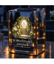Znicz lustrzany solarny LED – Tunel ku światłu z Jezusem - widok produktu