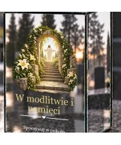 Znicz lustrzany solarny LED – Tunel ku światłu z Jezusem - widok produktu