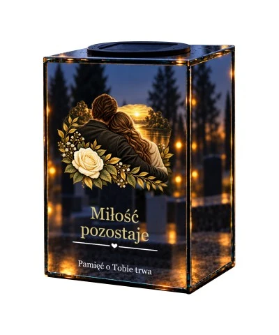 Znicz lustrzany solarny LED – Przytuleni na zawsze - widok główny