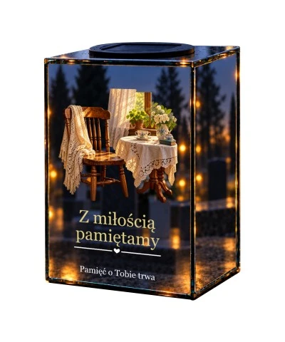 Znicz lustrzany solarny LED – Puste miejsce przy stole - widok główny