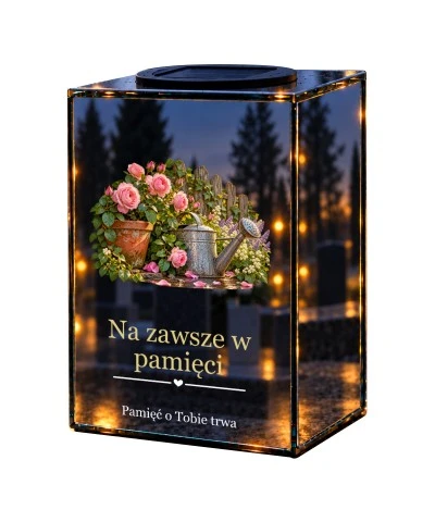 Znicz lustrzany solarny LED – Niezapomniany ogród - widok główny
