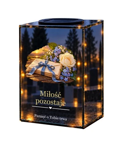 Znicz lustrzany solarny LED – List pamięci - widok główny