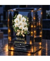 Znicz lustrzany solarny LED – Białe storczyki pamięci - widok produktu
