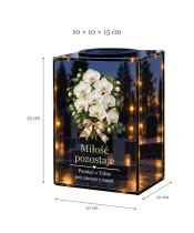Znicz lustrzany solarny LED – Białe storczyki pamięci - widok produktu