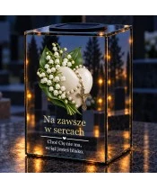 Znicz lustrzany solarny LED – Serce i konwalie - widok produktu