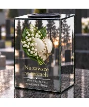 Znicz lustrzany solarny LED – Serce i konwalie - widok produktu