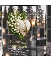 Znicz lustrzany solarny LED – Serce i konwalie - widok produktu
