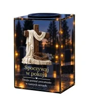 Znicz lustrzany solarny LED – Cierniowa korona i światło - widok główny