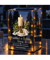 Znicz lustrzany solarny LED – Płomień wśród oliwnych gałązek - widok produktu