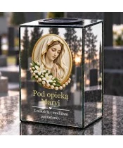 Znicz lustrzany solarny LED – Madonna w perłowym medalionie - widok produktu