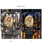Znicz lustrzany solarny LED – Madonna w perłowym medalionie - widok produktu