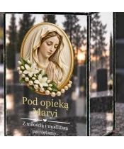 Znicz lustrzany solarny LED – Madonna w perłowym medalionie - widok produktu