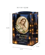 Znicz lustrzany solarny LED – Madonna w perłowym medalionie - widok produktu