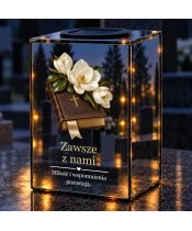 Znicz lustrzany solarny LED – Magnolie i modlitewnik - widok produktu