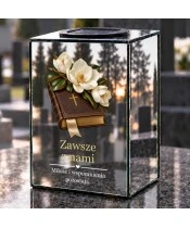 Znicz lustrzany solarny LED – Magnolie i modlitewnik - widok produktu