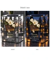 Znicz lustrzany solarny LED – Magnolie i modlitewnik - widok produktu