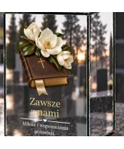 Znicz lustrzany solarny LED – Magnolie i modlitewnik - widok produktu