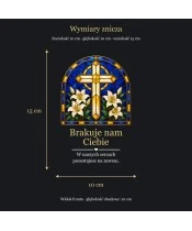 Znicz lustrzany solarny LED – Krzyż wśród białych lilii w witrażu - widok produktu
