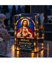 Znicz lustrzany solarny LED – Serce Jezusa w witrażu - widok produktu