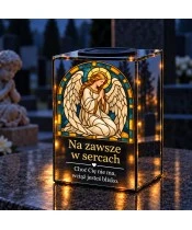 Znicz lustrzany solarny LED – Anioł cichej modlitwy w witrażu - widok produktu