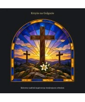 Znicz lustrzany solarny LED – Krzyże na Golgocie w witrażu - widok produktu
