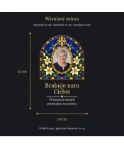 Znicz lustrzany solarny LED ze zdjęciem – Krzyż i białe lilie w witrażu - widok produktu