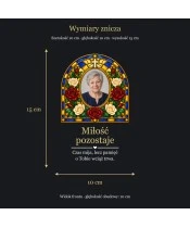 Znicz lustrzany solarny LED ze zdjęciem – Róże wiecznej pamięci w witrażu - widok produktu