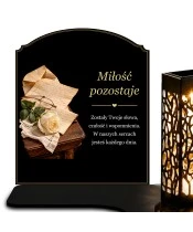 Znicz solarny z tabliczką i lampionem – List i róża - widok produktu