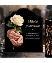 Znicz solarny z tabliczką i lampionem – Dłonie z różą - widok produktu