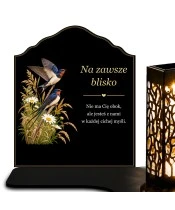 Znicz solarny z tabliczką i lampionem – Jaskółki i polne kwiaty - widok produktu