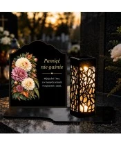 Znicz solarny z tabliczką i lampionem – Jesienne dalie - widok produktu