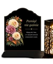 Znicz solarny z tabliczką i lampionem – Jesienne dalie - widok produktu