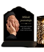 Znicz solarny z tabliczką i lampionem – Dłonie, które pamiętamy - widok produktu