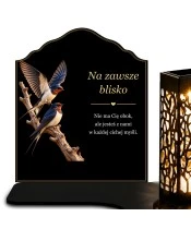 Znicz solarny z tabliczką i lampionem – Jaskółki wspomnień - widok produktu