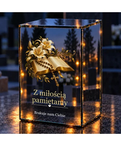 Znicz lustrzany LED – Biblia z krzyżem - noc na grobie