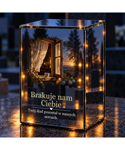 Znicz lustrzany LED – Światło w oknie - noc na grobie